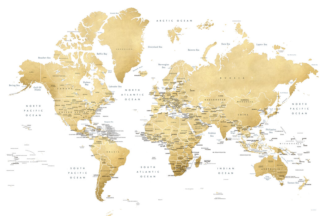 World Map with Capitals – enchanting wall mural – Photowall